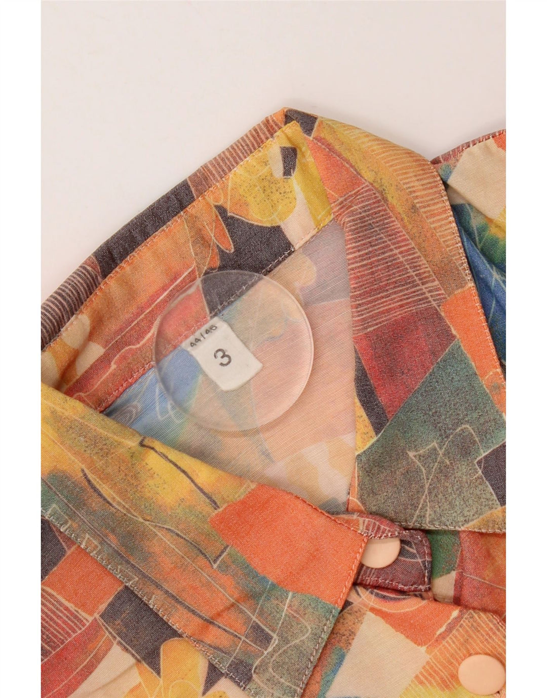 Vintage mujer patrón abstracto camisa de manga corta Reino Unido 20 2XL multicolor
