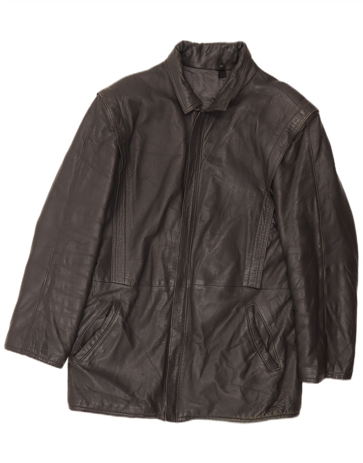 Vintage chaqueta de cuero para hombre Reino Unido 38 cuero negro medio