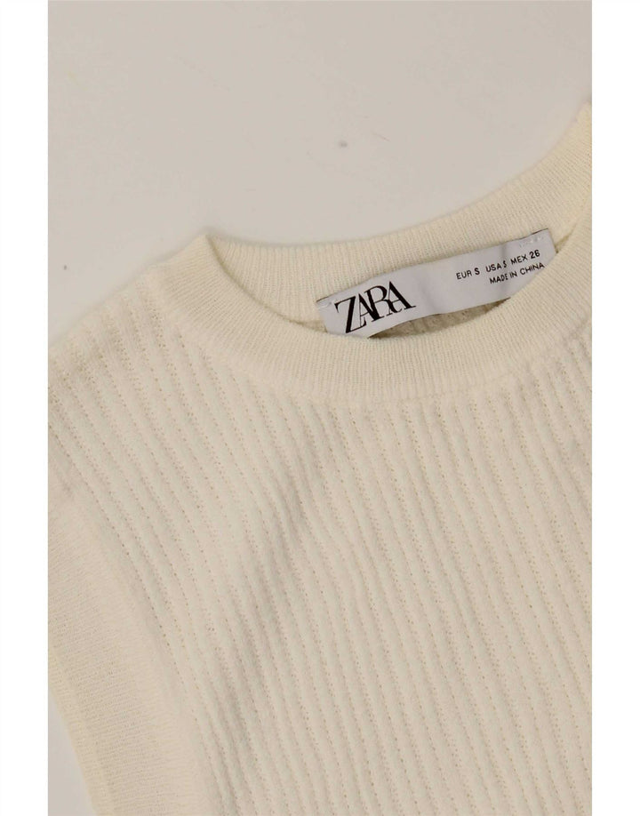 Zara Mujer Crop Vest Top UK 8 Small Blanco