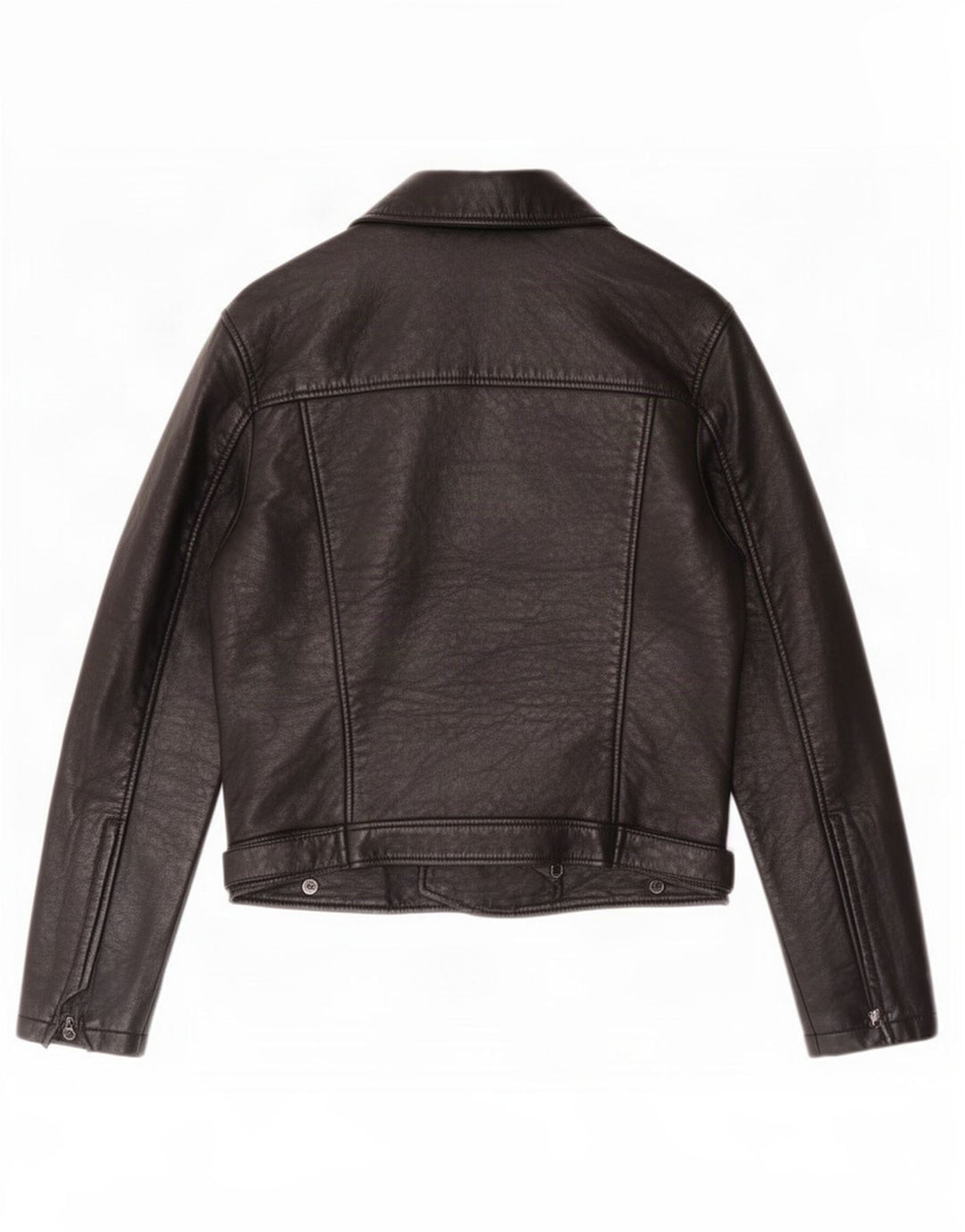 Topshop Chaqueta motera de cuero para mujer UK 12 Medium Black