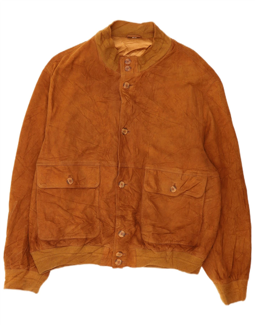Vintage hombres ante bomber chaqueta EU 56 3XL cuero marrón