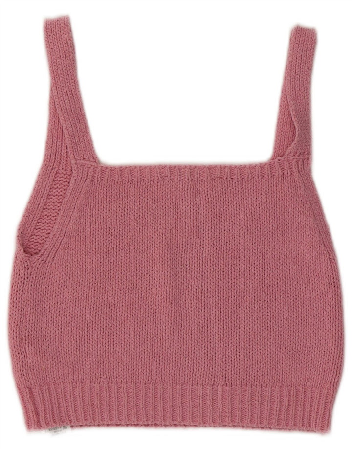 Zara Mujer Crop Top De Punto UK 42 Algodón Rosa Medio