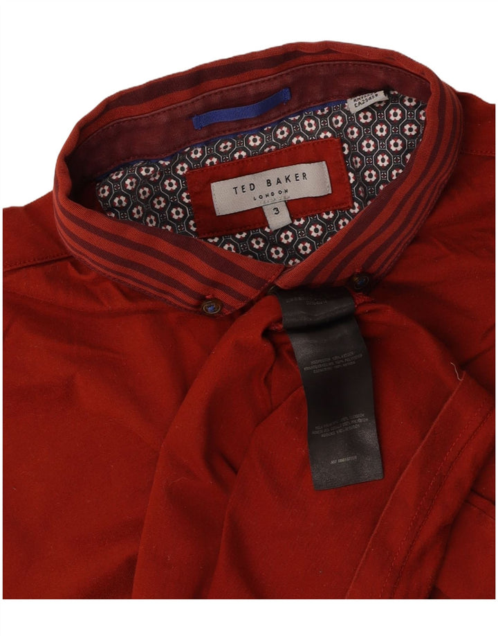 TED BAKER Polo para hombre talla 3 mediano algodón rojo