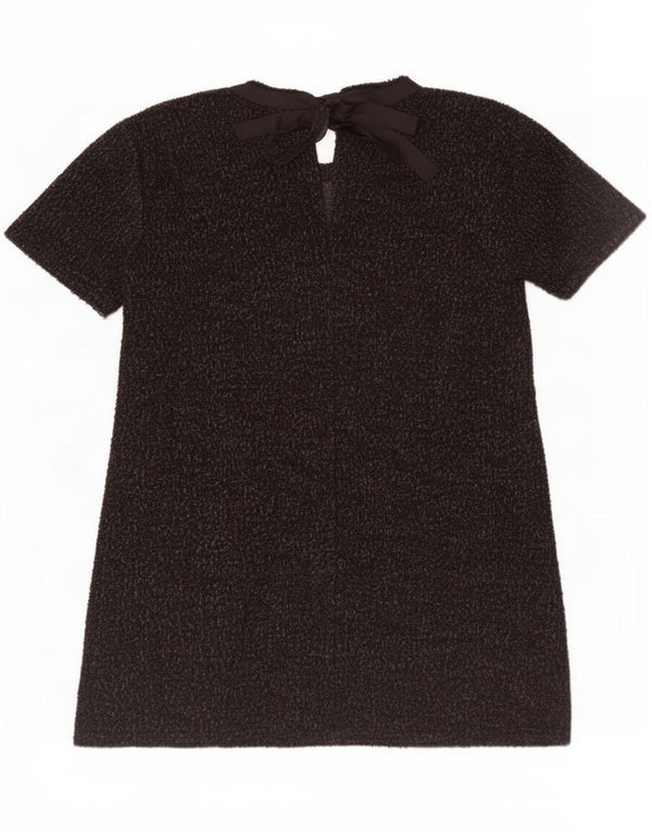 Zara Vestido Básico Mujer UK 44 Mediano Algodón Moteado Negro