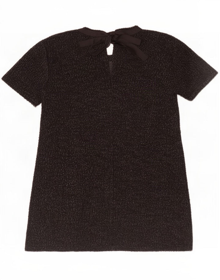 Zara Vestido Básico Mujer UK 44 Mediano Algodón Moteado Negro