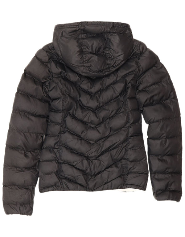 Adidas Chaqueta acolchada con capucha para mujer UK 4 XS Negro Poliéster Deportes
