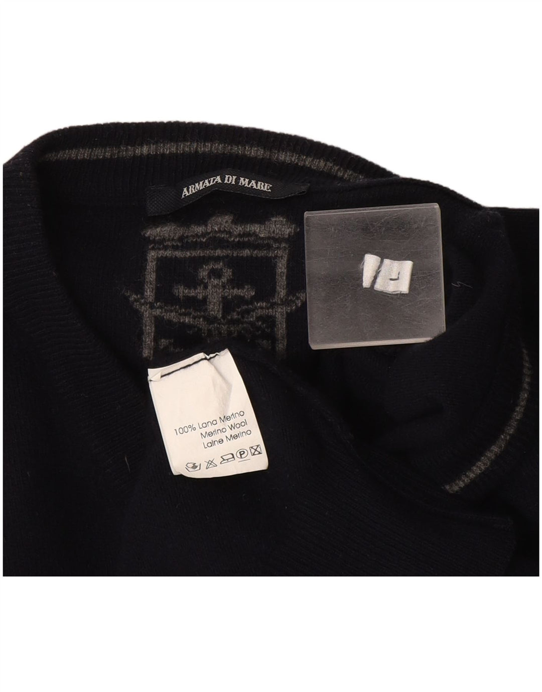 Armata Di Mare Suéter con Cuello en V para Hombre Grande Lana Azul Marino