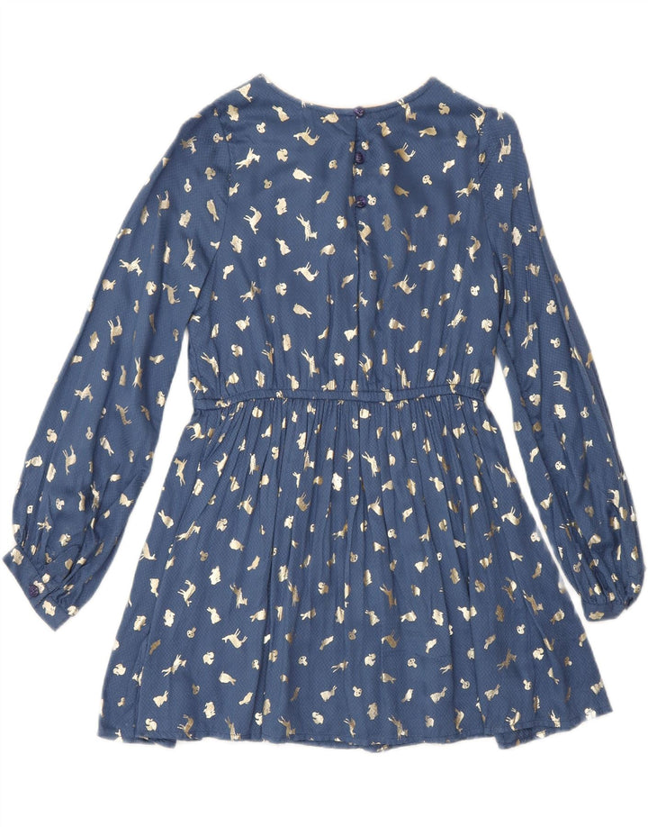 Mossimo Vestido Niña Evasé Manga Larga Estampado Abstracto 8-9 Años Azul Marino
