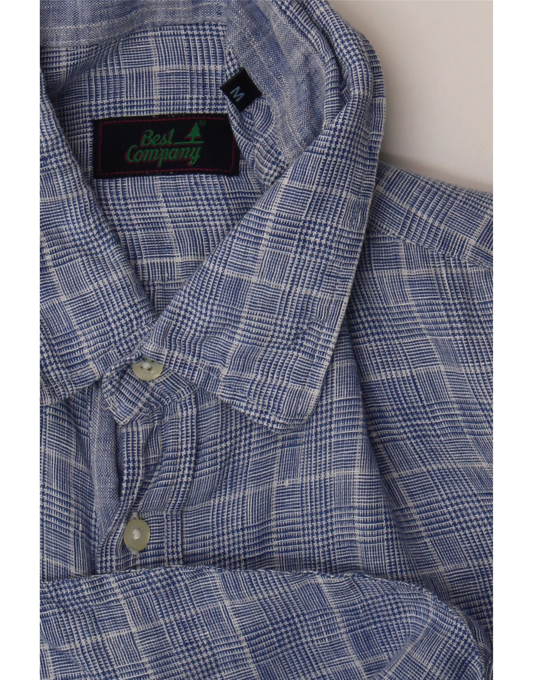 Camisa de manga corta para hombre Best Company pata de gallo azul medio