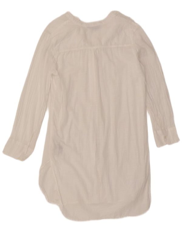 Marks & Spencer Womens Long Sleeve Shirt Dress UK 14 Medium White Cotton