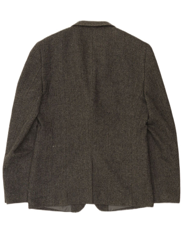 Superdry Chaqueta tipo blazer de 2 botones para hombre, talla 38, color gris medio en espiga