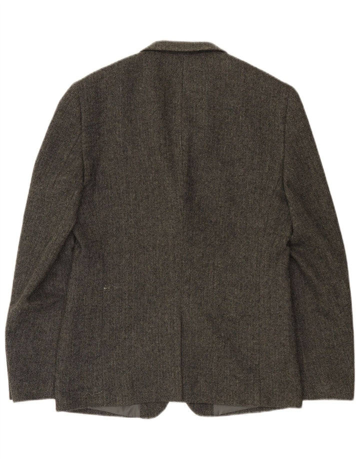 Superdry Chaqueta tipo blazer de 2 botones para hombre, talla 38, color gris medio en espiga