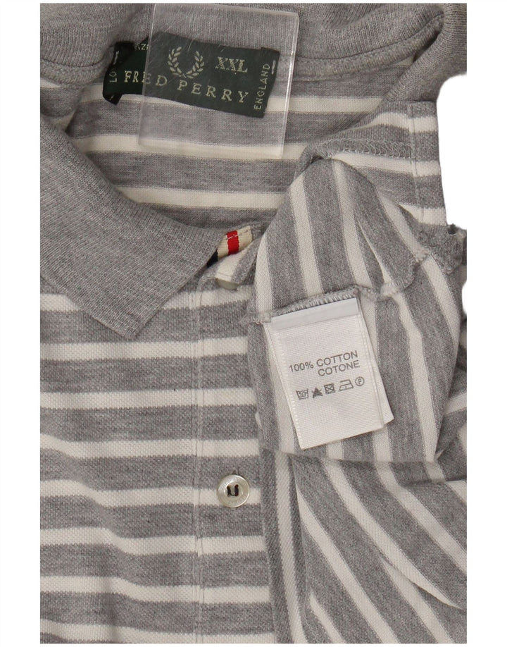 Fred Perry Polo Para Hombre 2XL Algodón A Rayas Gris
