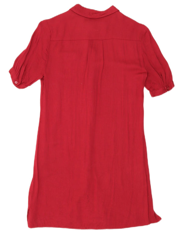 Jack Wills Vestido camisero de manga corta para mujer UK 8 Small Borgoña Viscosa