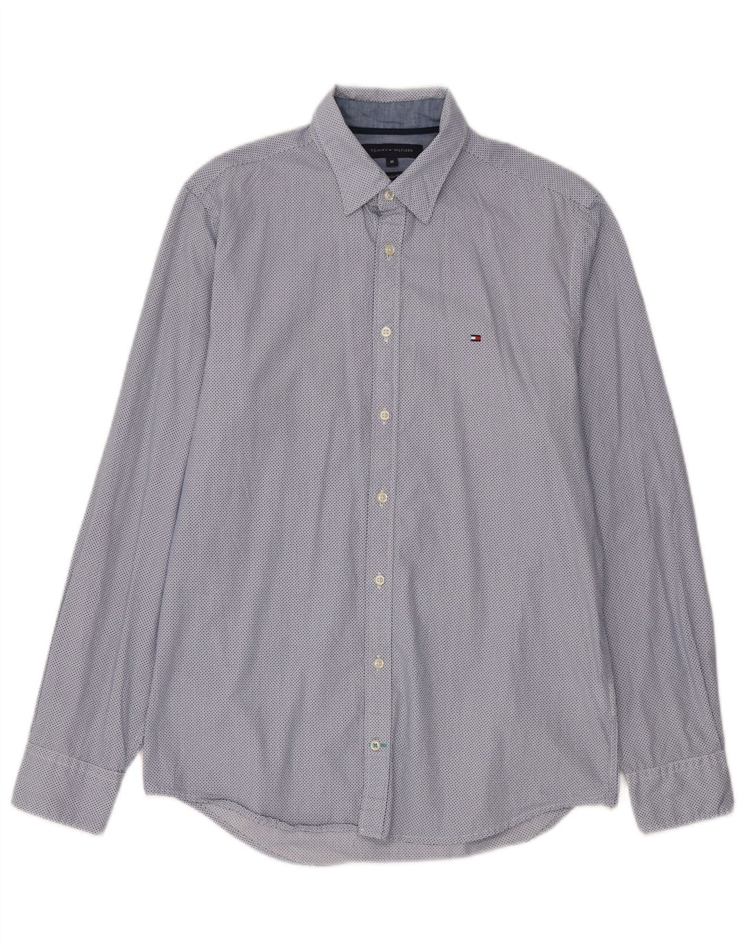 Tommy Hilfiger Camisa Regular Fit De Algodón Con Manchas Azul Medio
