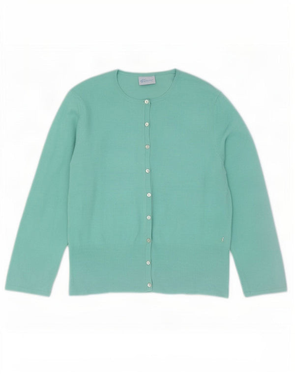 Oasis Cárdigan de Manga 3/4 para Mujer UK 44 Algodón Turquesa Medio
