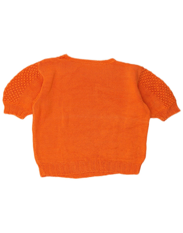 Vintage mujer crop crew cuello jersey suéter Reino Unido 14 naranja medio