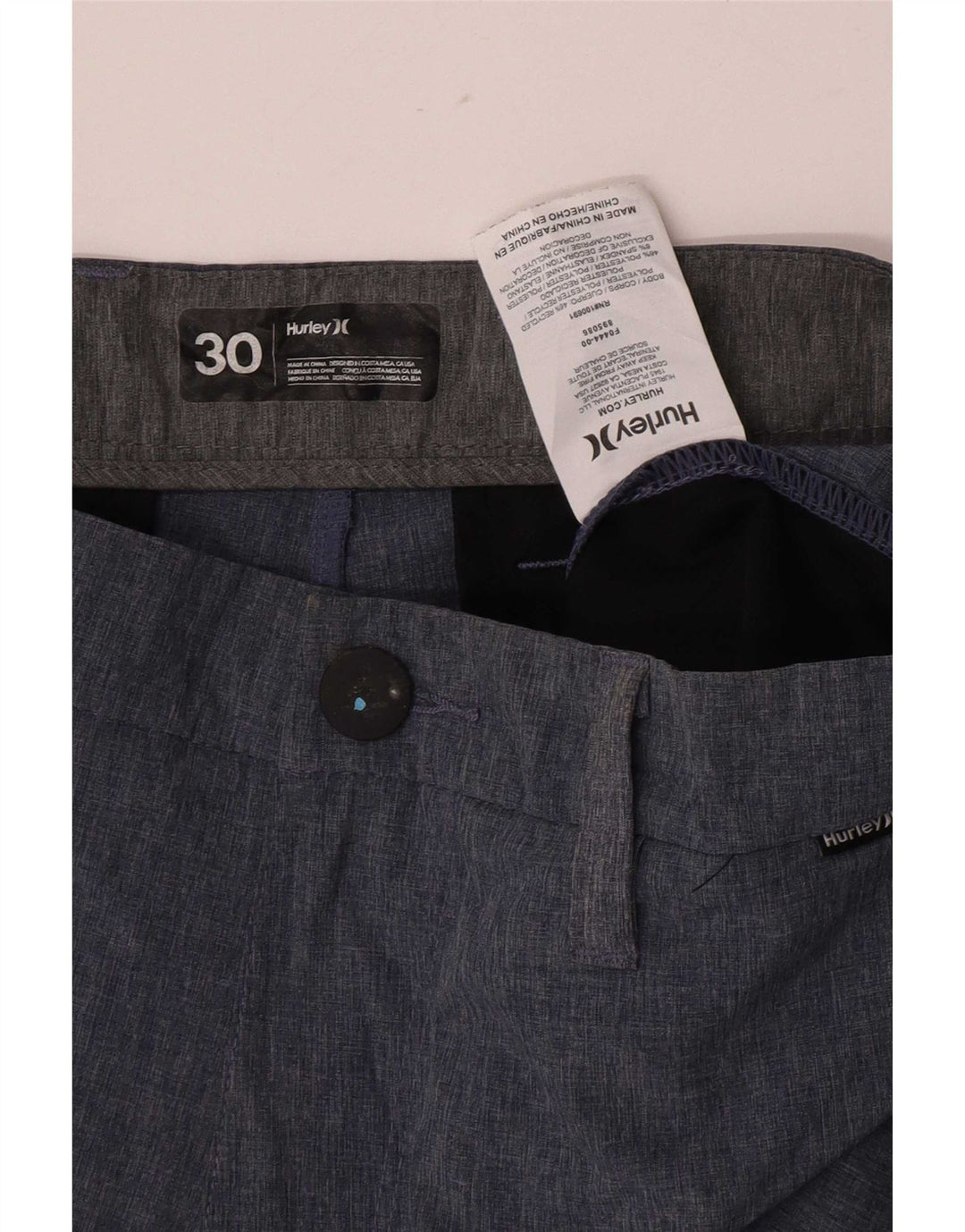 Pantalones cortos chinos regulares Hurley para hombre Medium W30 Poliéster azul