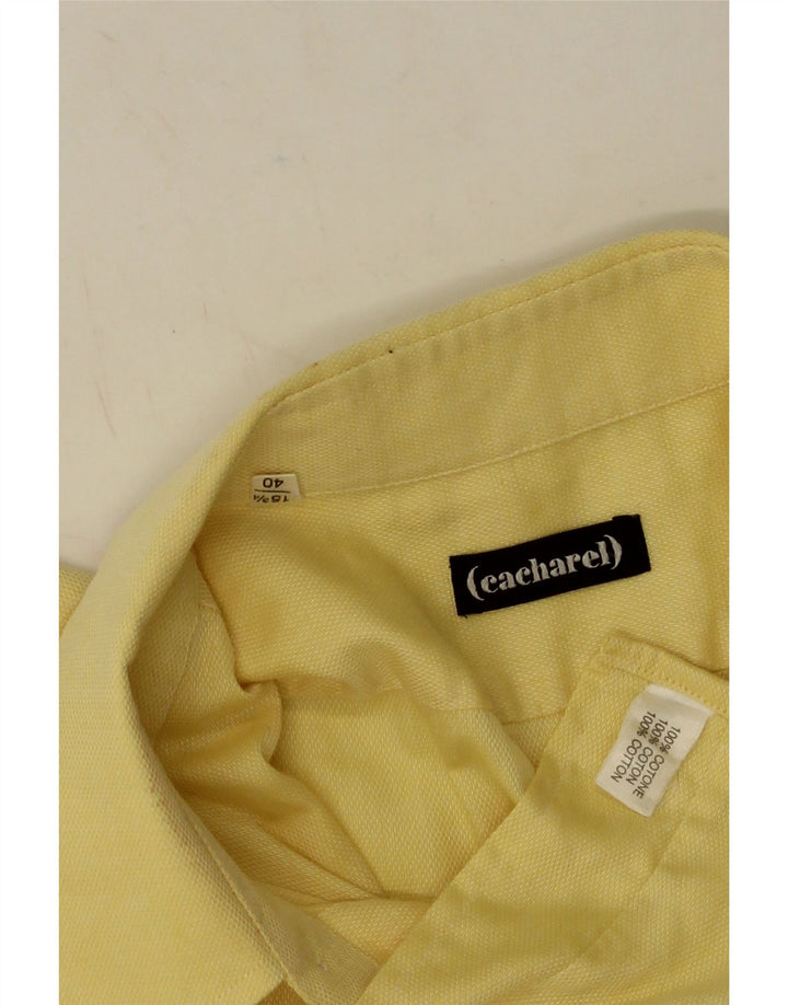 CACHAREL Camisa Hombre Talla 40 15 3/4 Medio Amarillo Algodón