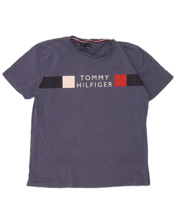 Tommy Hilfiger Camiseta gráfica para hombre Top 2XL Azul marino Colorblock Algodón