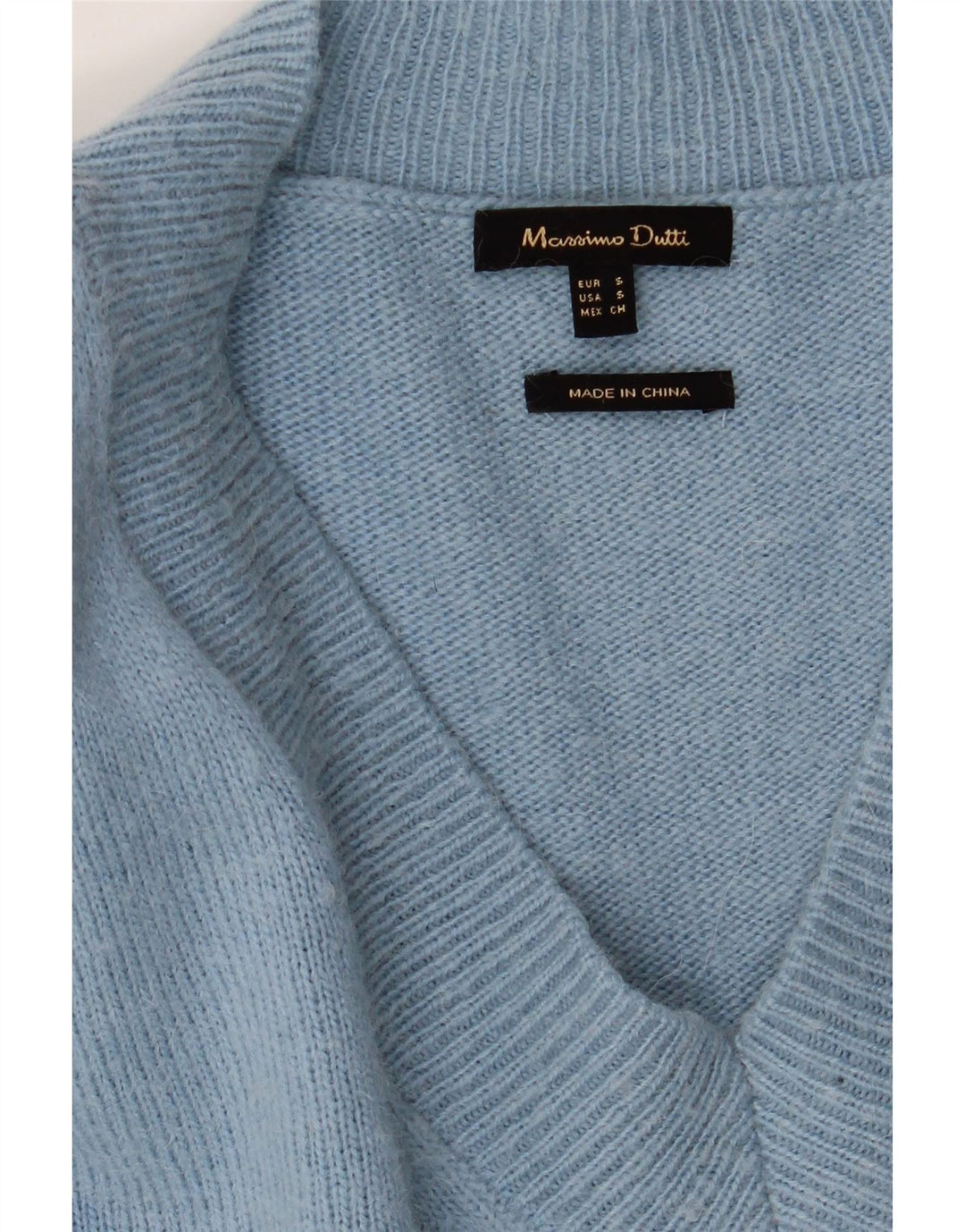Massimo Dutti Jersey Con Cuello En V Hombre Small Azul