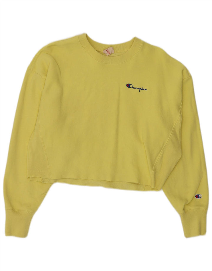 CHAMPION Sudadera corta de tejido inverso para mujer UK 14 Medium Yellow
