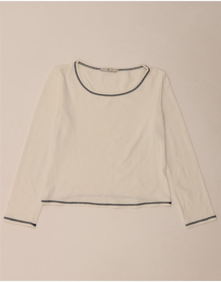 i Blues Top corto para mujer de manga larga UK 44 Grande Blanco
