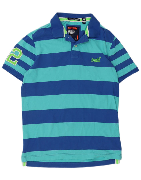 Superdry Polo Graphic Classic Fit para hombre XL de algodón a rayas azules