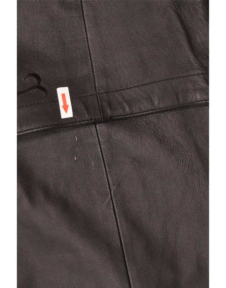 Vintage mujer cuero abrigo US 12 cuero floral negro grande