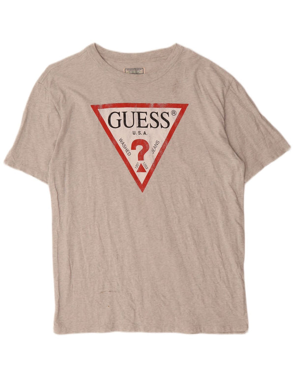 Guess Camiseta gráfica para hombre Top grande de algodón moteado gris