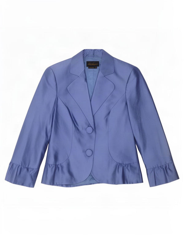 Luisa Spagnoli Chaqueta tipo blazer de 2 botones para mujer IT 40 Small Blue Silk