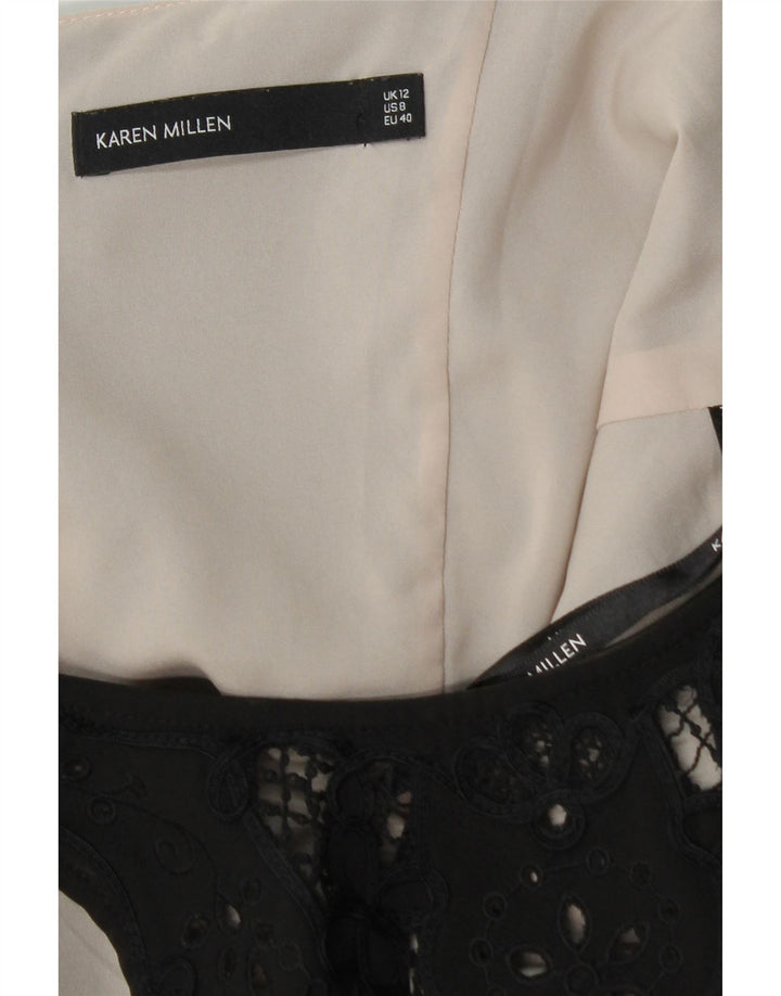 KAREN MILLEN Vestido ajustado sin mangas para mujer UK 42 Poliéster negro mediano