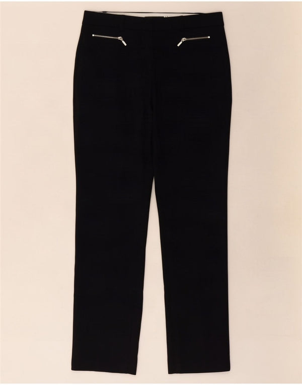 Marks & Spencer Pantalones Casuales Rectos para Mujer UK 12 Medium W30 L30 Negro