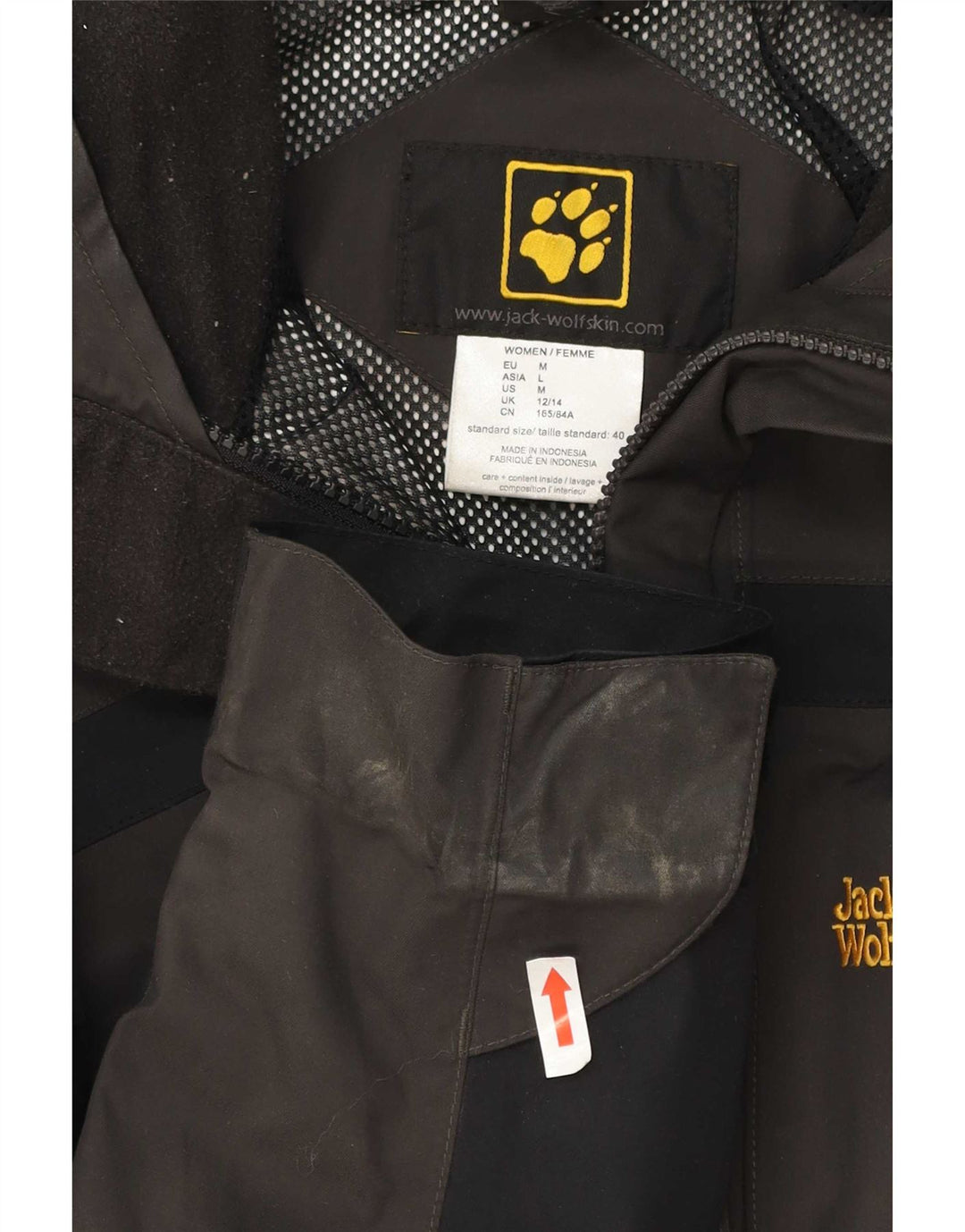 Jack Wolfskin Chaqueta impermeable con capucha para mujer Reino Unido 12/14 Marrón medio Colorblock