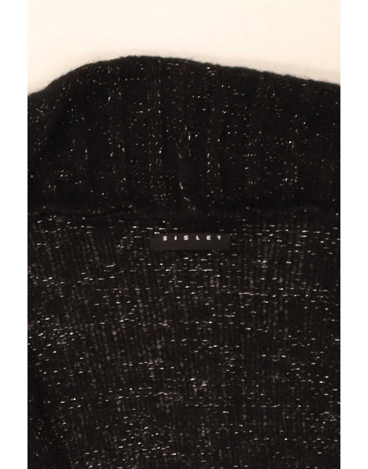 Sisley Suéter Cárdigan para Mujer UK 44 Mediano Negro Moteado