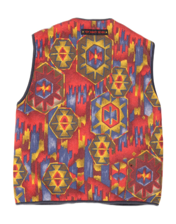 Vintage hombres reversible chaleco Reino Unido 38 medio rojo geométrico