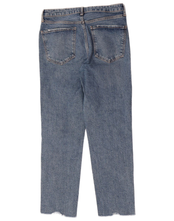 Zara Mujer Crop Jeans De Cintura Alta EU 40 Medium W30 L26 Algodón Azul