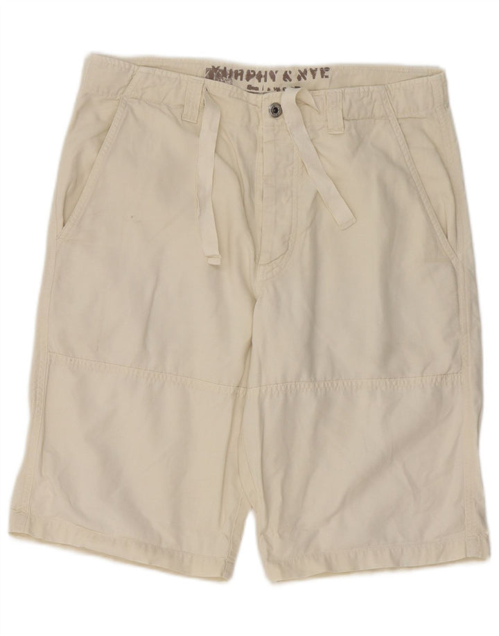 Murphy & Nye Pantalones cortos chinos para hombre mediano W32 algodón beige