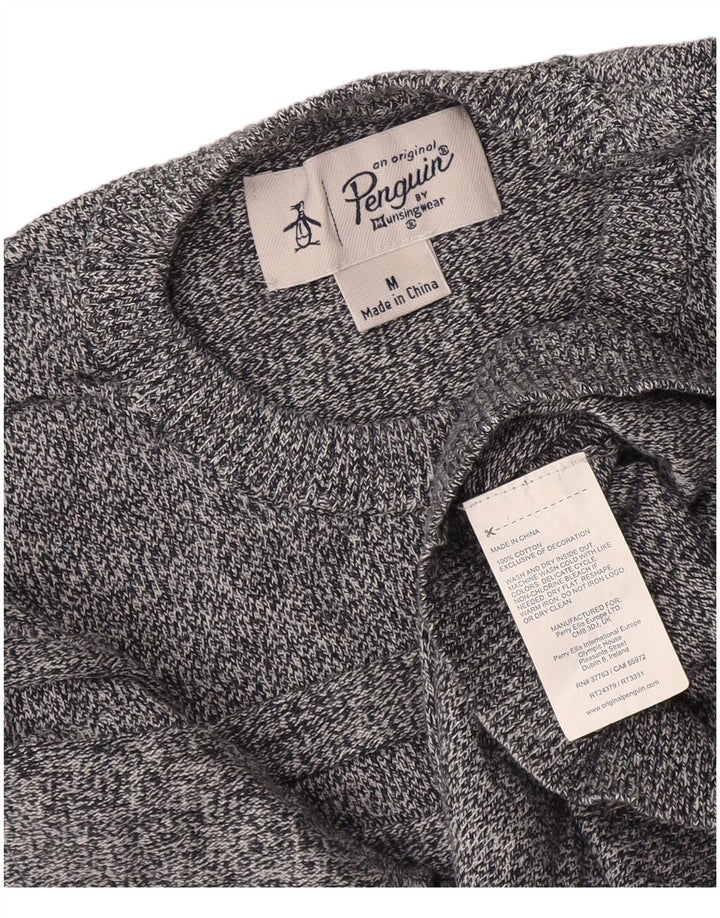 Penguin Hombre Jersey De Cuello Redondo Jersey De Algodón Moteado Gris Medio