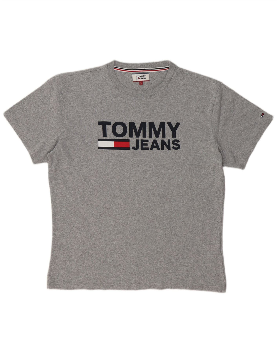 TOMMY HILFIGER Camiseta gráfica para hombre Top grande de algodón gris