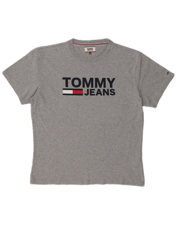TOMMY HILFIGER Camiseta gráfica para hombre Top grande de algodón gris