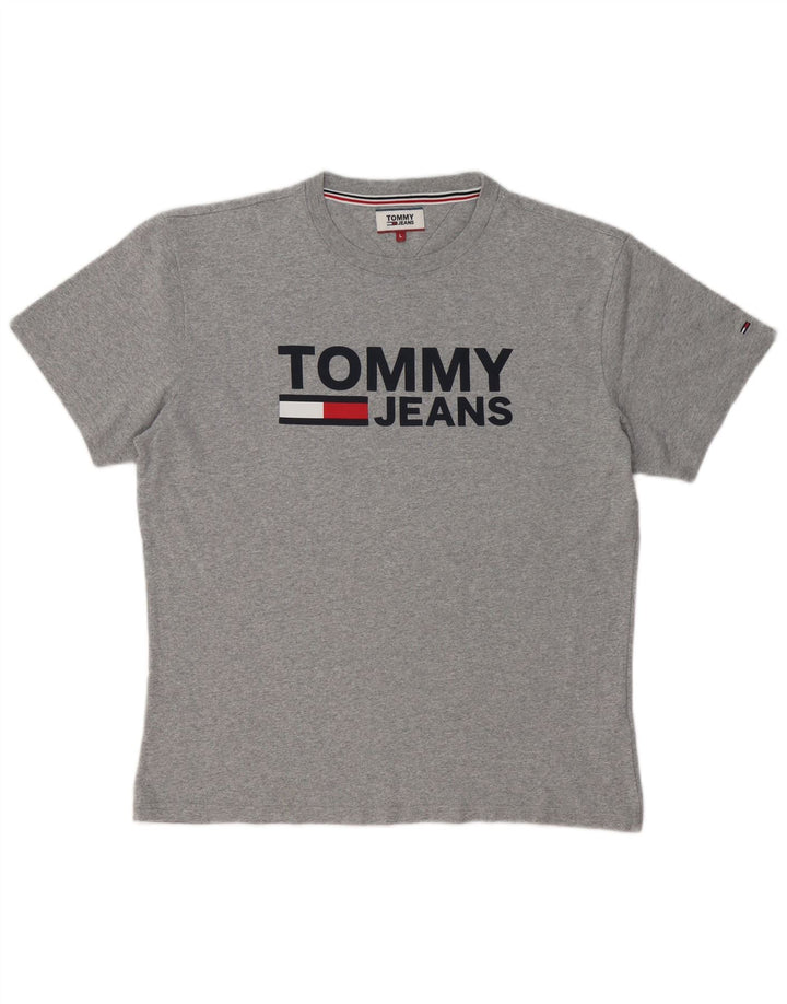 TOMMY HILFIGER Camiseta gráfica para hombre Top grande de algodón gris