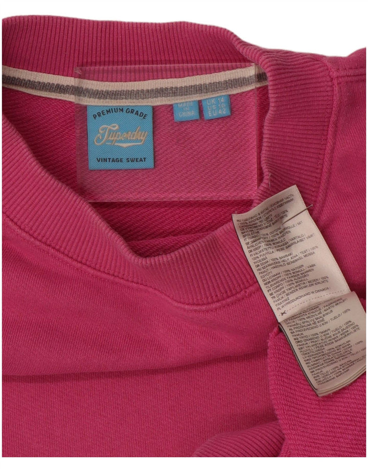 SUPERDRY Sudadera extragrande para mujer, talla 40, talla grande, algodón rosa