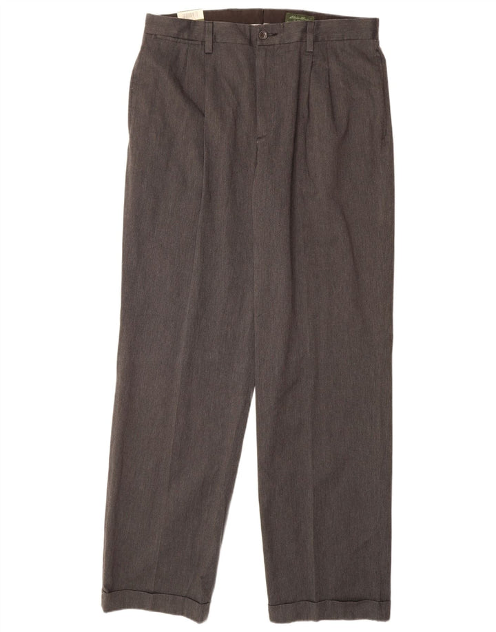 EDDIE BAUER Pantalón chino con pinzas y corte clásico para hombre W36 L36 Algodón gris