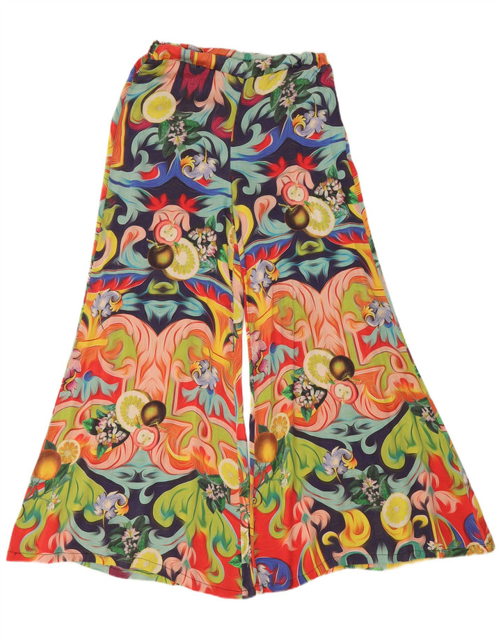 Vintage mujer patrón abstracto pantalones acampanados pequeños W26 L29 multicolor