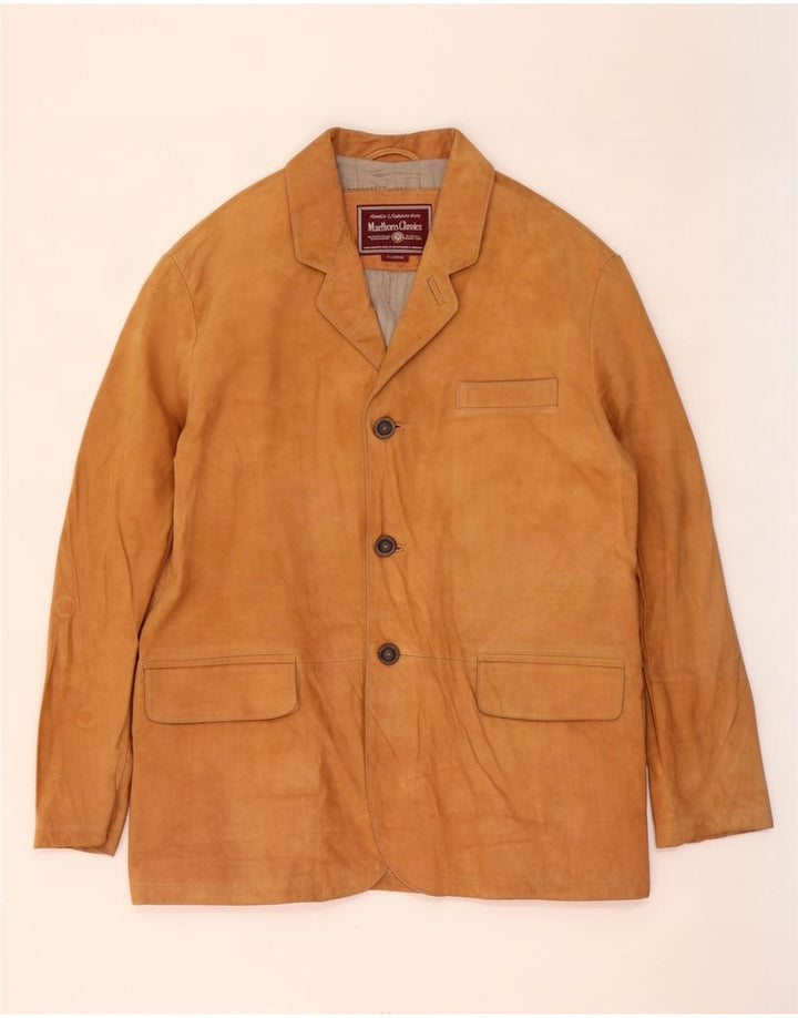 Marlboro Classics Chaqueta tipo blazer de ante con 3 botones para hombre UK 42 XL Cuero beige
