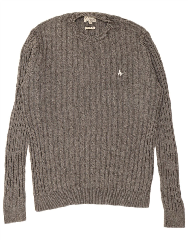 JACK WILLS Suéter tipo jersey con cuello redondo The Marlow para hombre Gris medio