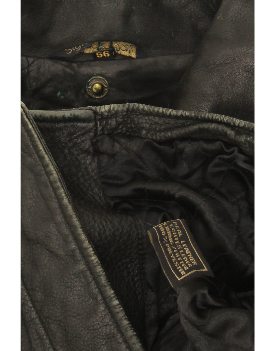 Chaqueta de cuero vintage para hombre IT 56 3XL cuero negro