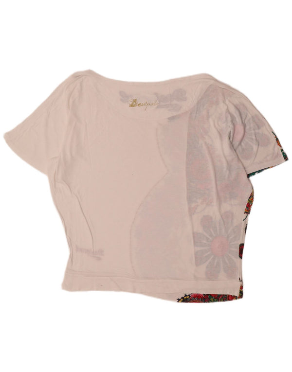 Desigual Camiseta con gráfico extragrande para mujer Top UK 46 Large White Floral