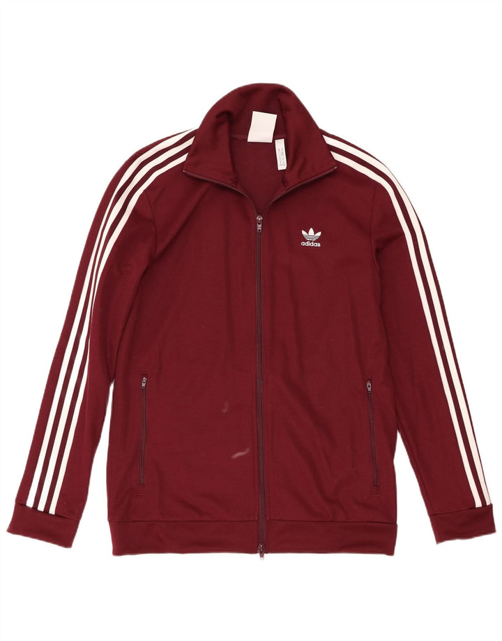 Adidas Hombre Chándal Top Chaqueta Medio Borgoña Algodón